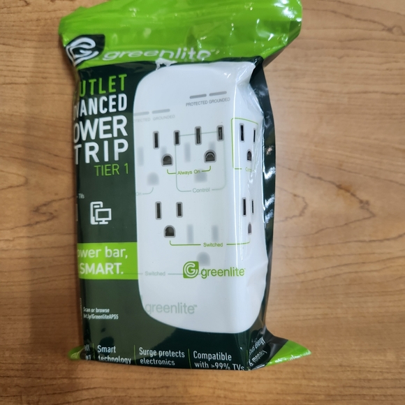 NEW! - Greenlite 5 Outlet Advanced Power Strip Tier 1 - Save Money and Protect! - Picture 3 of 5